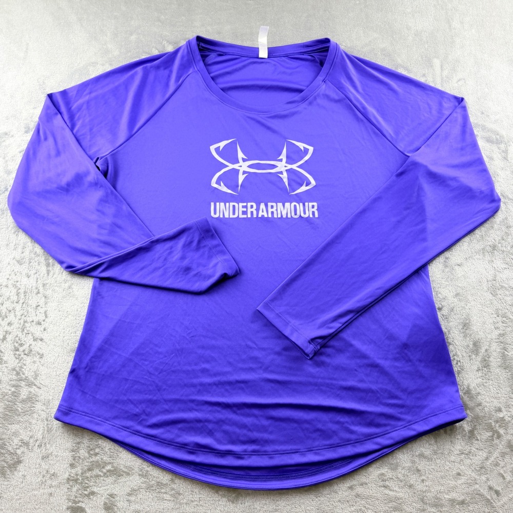 Under Armour HeatGear Women's XXL Purple Long Sleeve Fish Hook Logo Shirt
